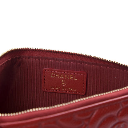 Chanel Caviar Camellia Embossed Classic Flat Wallet Pouch Red 6 of 8