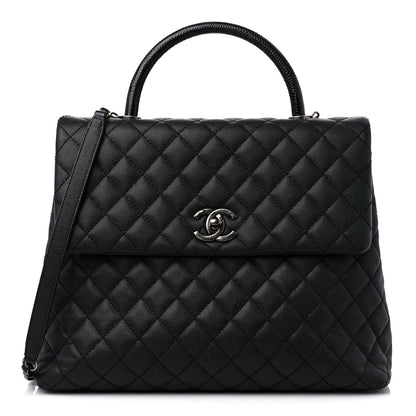 Chanel Caviar Lizard Quilted Large Coco Handle Flap Black 1 of 13