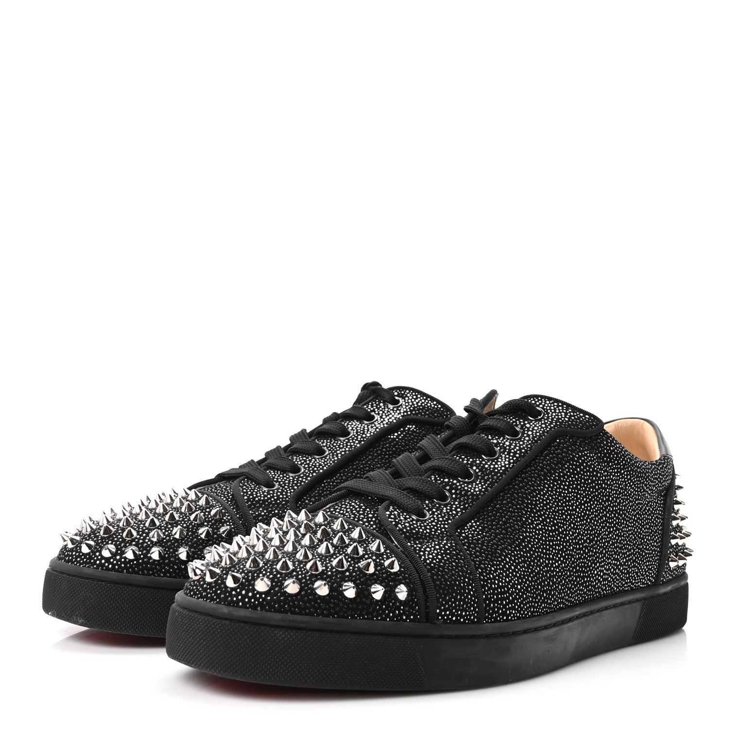 Christian Louboutin Calfskin Mens Louis Junior Spikes Orlato Flat Sneakers 45.5 Black Version Multi 4 of 10
