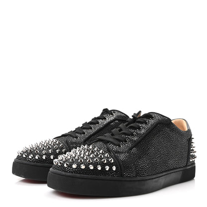Christian Louboutin Calfskin Mens Louis Junior Spikes Orlato Flat Sneakers 45.5 Black Version Multi 4 of 10