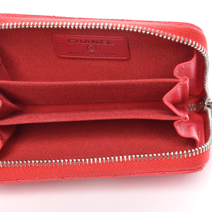 Chanel Caviar Chevron Quilted Zip Coin Purse Light Red 5 of 12