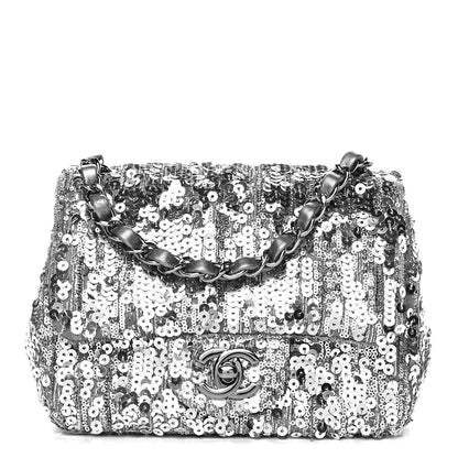 Chanel Sequin Mini Square Flap Grey 1 of 9