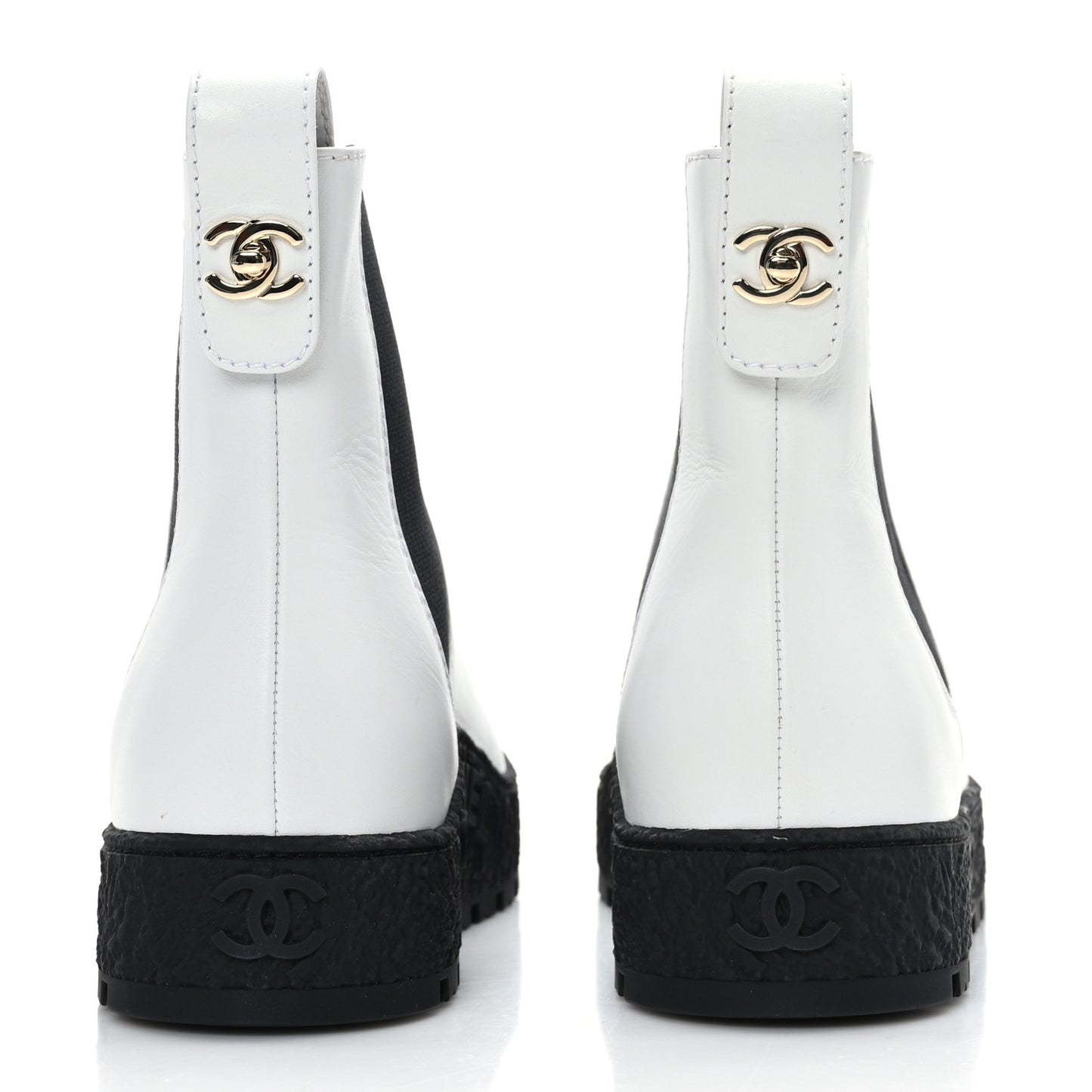 Calfskin Cap Toe CC Ankle Boots 38 White Black