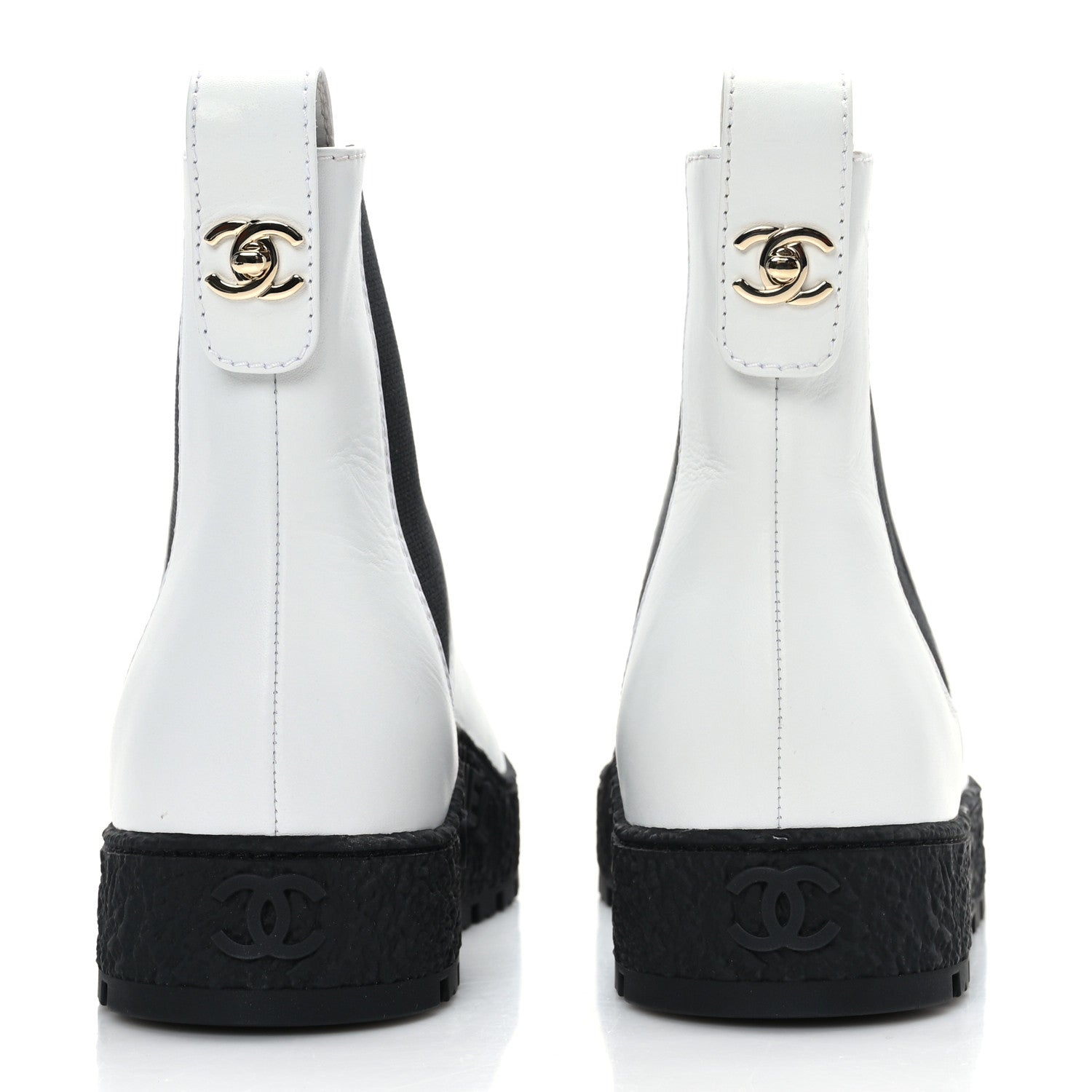 Chanel Calfskin Cap Toe CC Ankle Boots 38 White Black 5 of 8