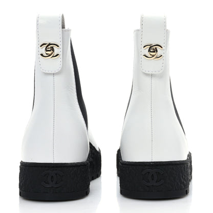 Chanel Calfskin Cap Toe CC Ankle Boots 38 White Black 5 of 8