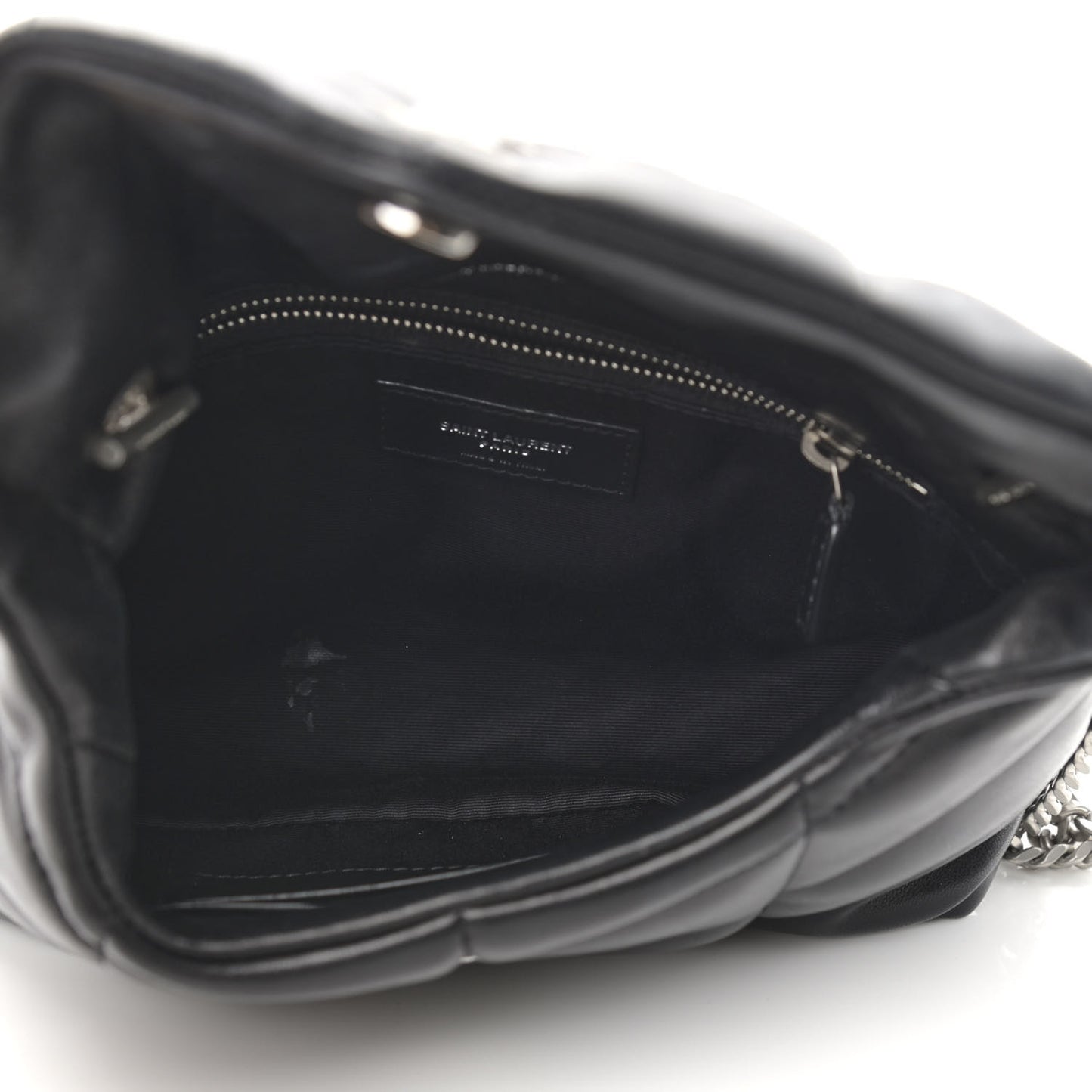 Lambskin Quilted Toy Loulou Puffer Monogram Chain Satchel Black
