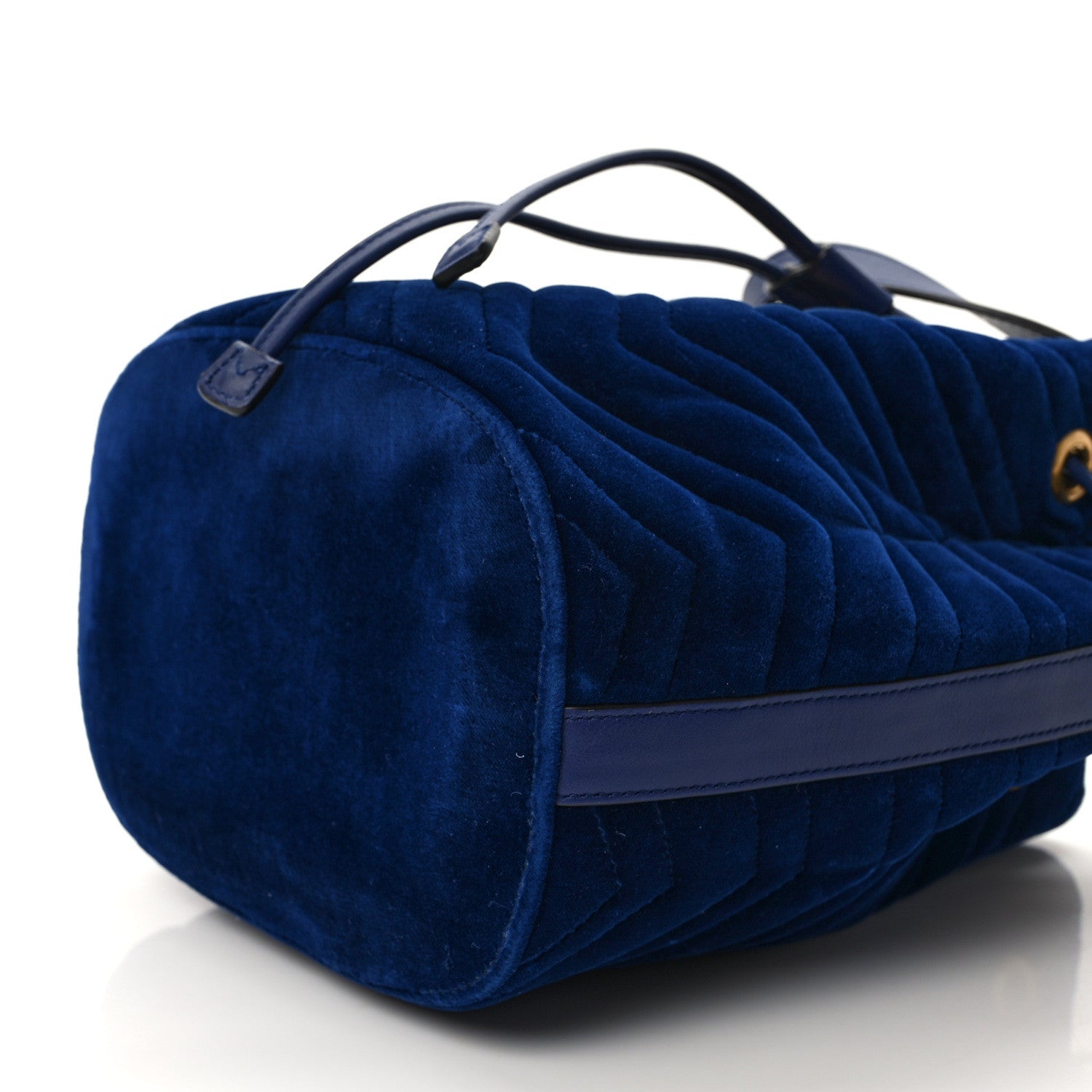 Gucci Velvet Matelasse GG Marmont Bucket Bag Cobalt Blue 9 of 9