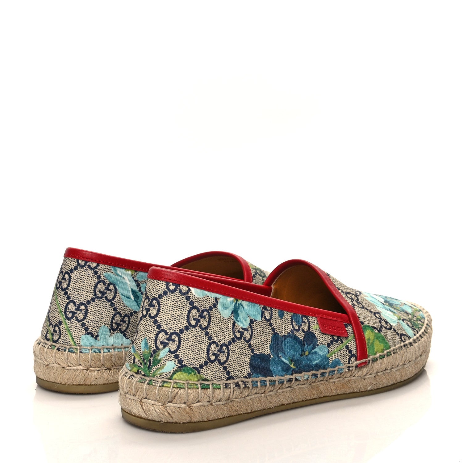 Gucci GG Supreme Monogram Blooms Espadrilles 38 Beige Blue Navy Hibiscus Red 4 of 10