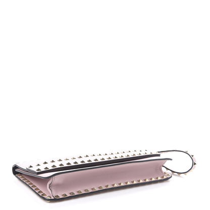 Valentino Garavani Calfskin Rockstud Side Slip Wristlet Clutch Water Rose 4 of 12