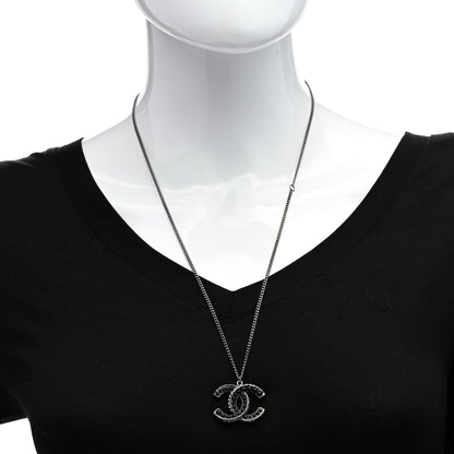Chanel Resin CC Beaded Pendant Necklace Black Silver 2 of 6