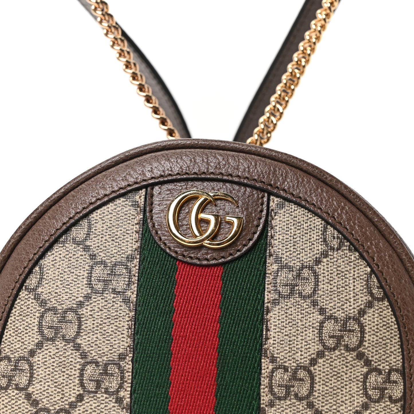 GG Supreme Monogram Web Mini Ophidia Round Backpack Brown