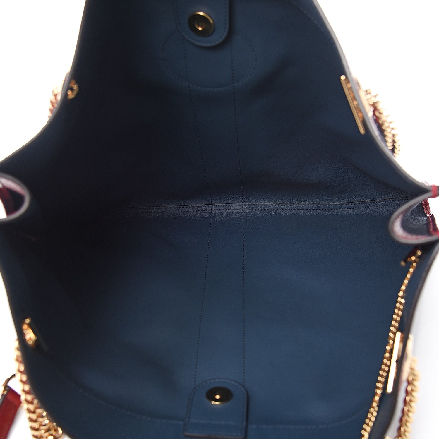 Gucci Suede Calfskin Large Rajah Chain Tote New Blue Romantic Cherry 6 of 11