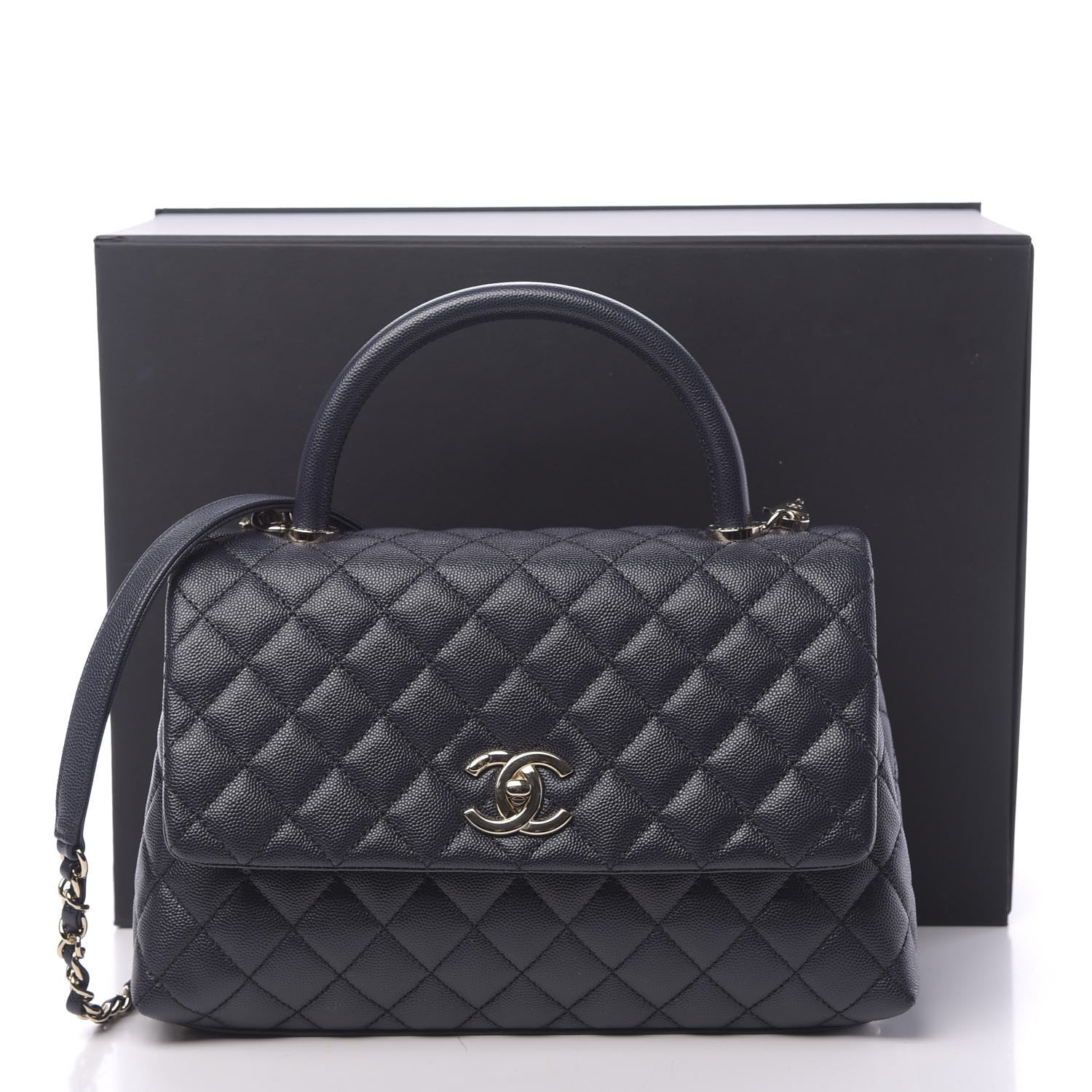 Chanel Caviar Quilted Small Coco Handle Flap Navy 11 of 11