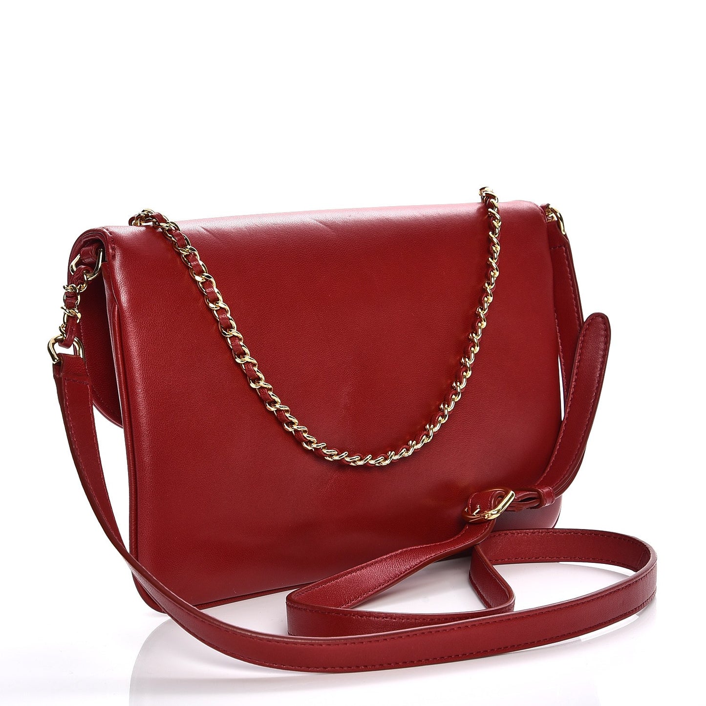 Lambskin Quilted Large CC Unchained Crossbody Red
