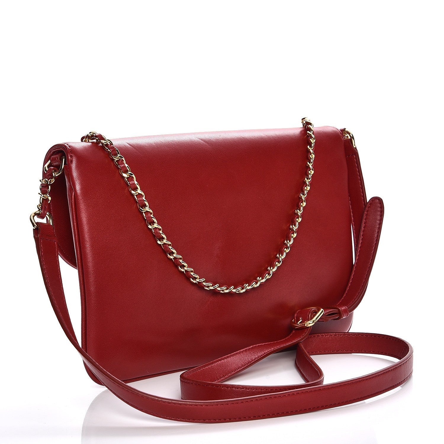 Chanel Lambskin Quilted Large CC Unchained Crossbody Red 4 of 10
