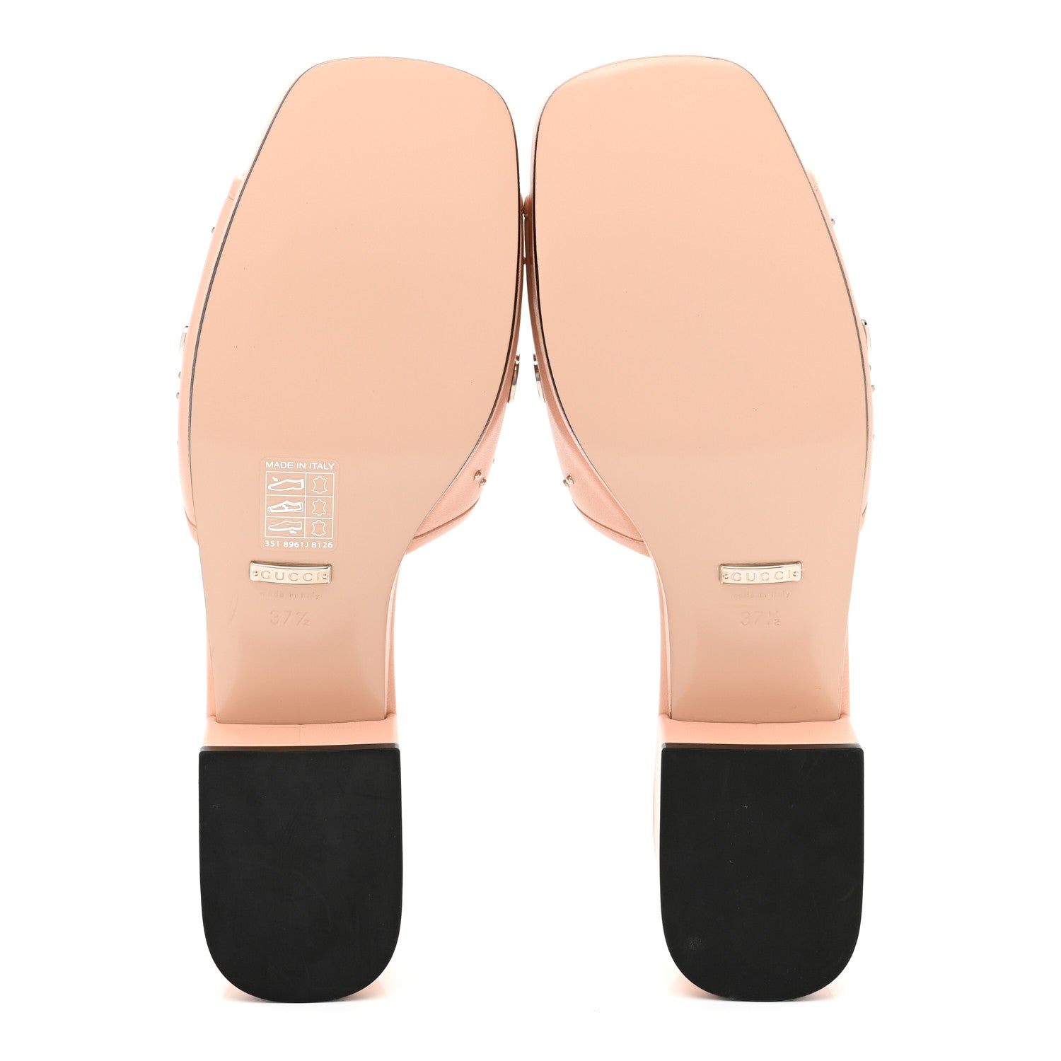 Gucci Malaga Kid Interlocking G Studs 25/50mm Platform Sandals 37.5 Perfect Pink 6 of 9