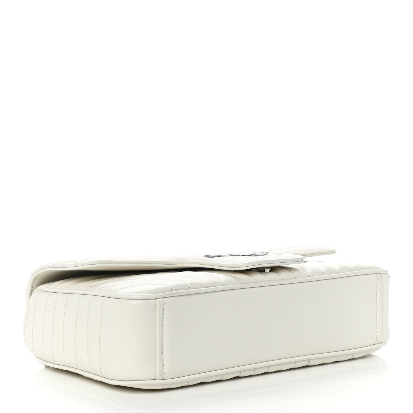 Soft Calfskin Impunture Diagramme Medium Chain Flap Shoulder Bag White