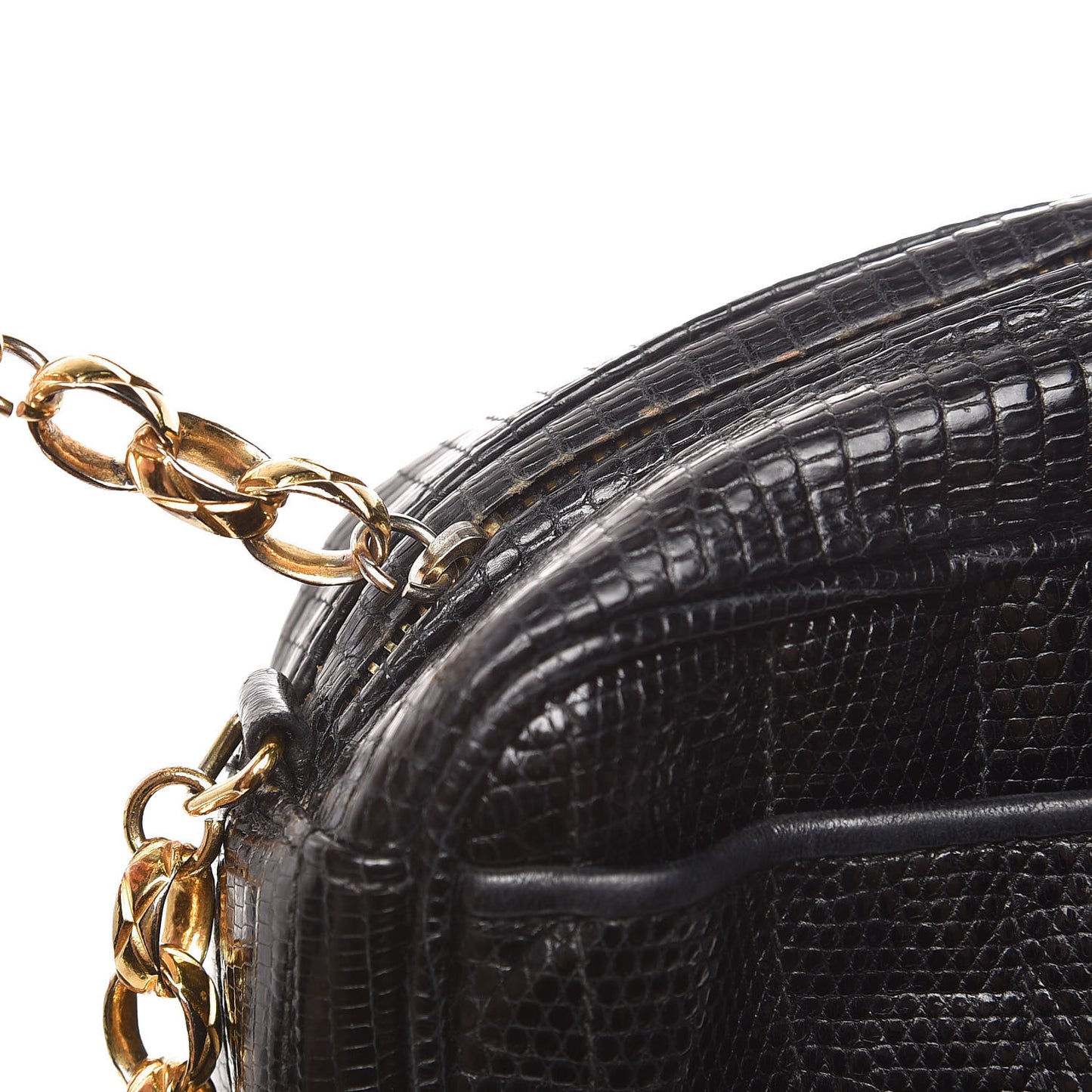 Lizard Quilted Small Tassel Camera Case Black