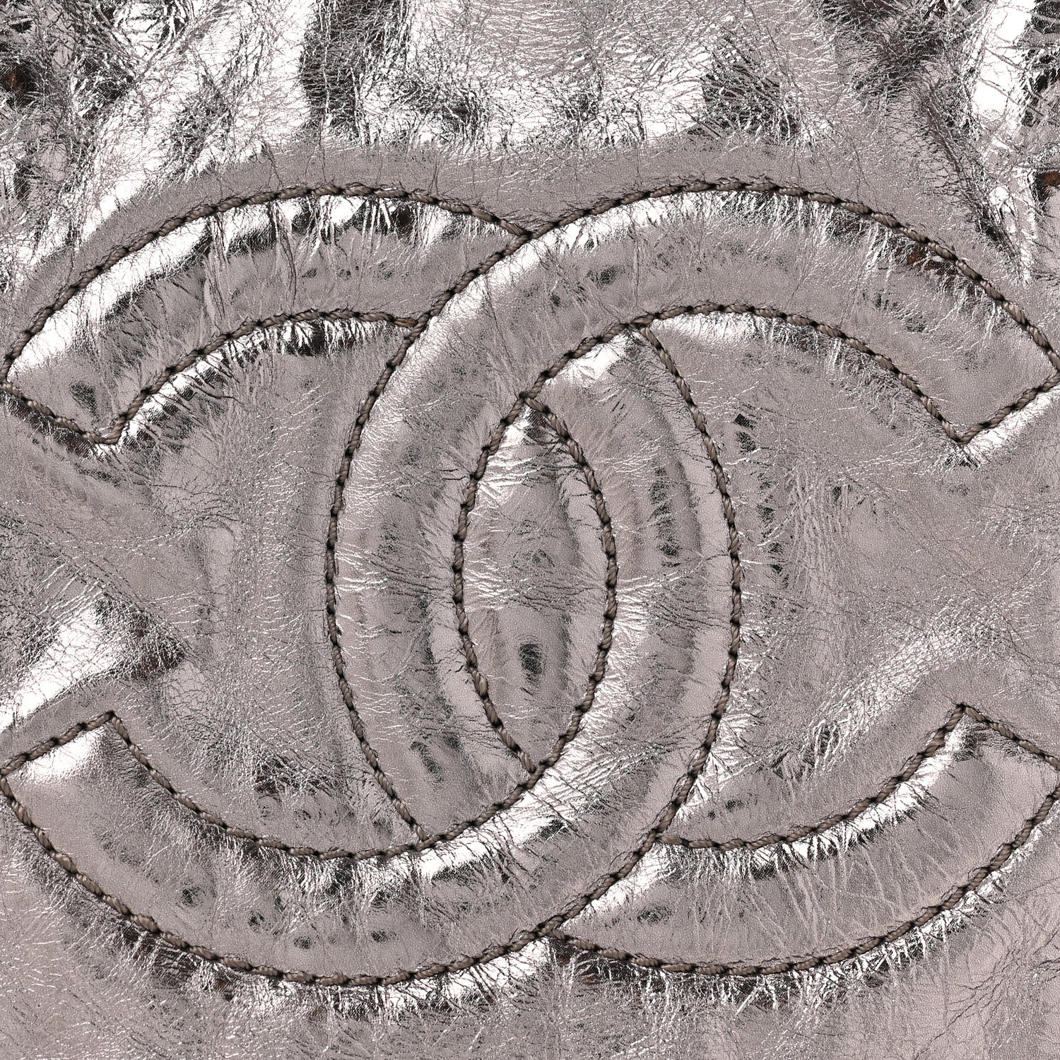 Chanel Metallic Cracked Calfskin Modern Chain Tote Dark Silver 8 of 14