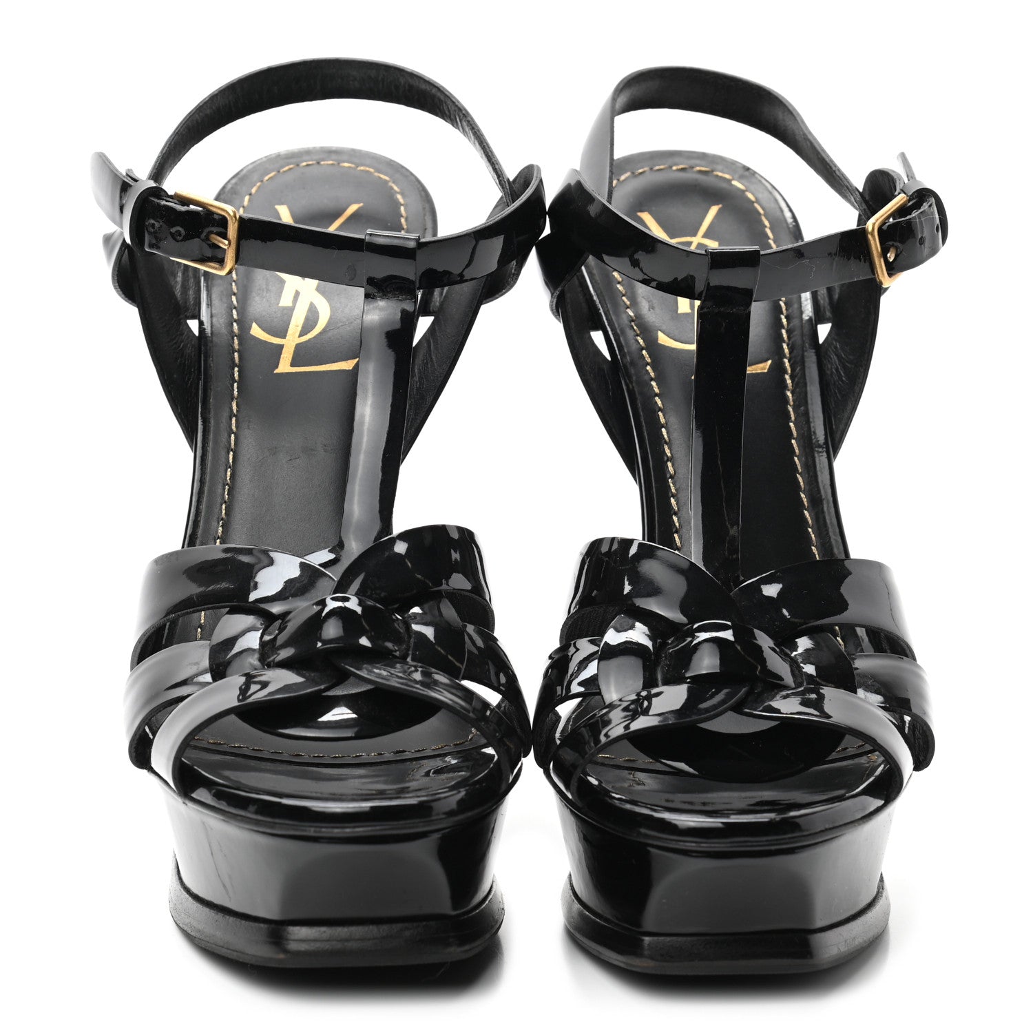 Saint Laurent Patent Tribute 105 Platform Sandals 37 Black 2 of 10