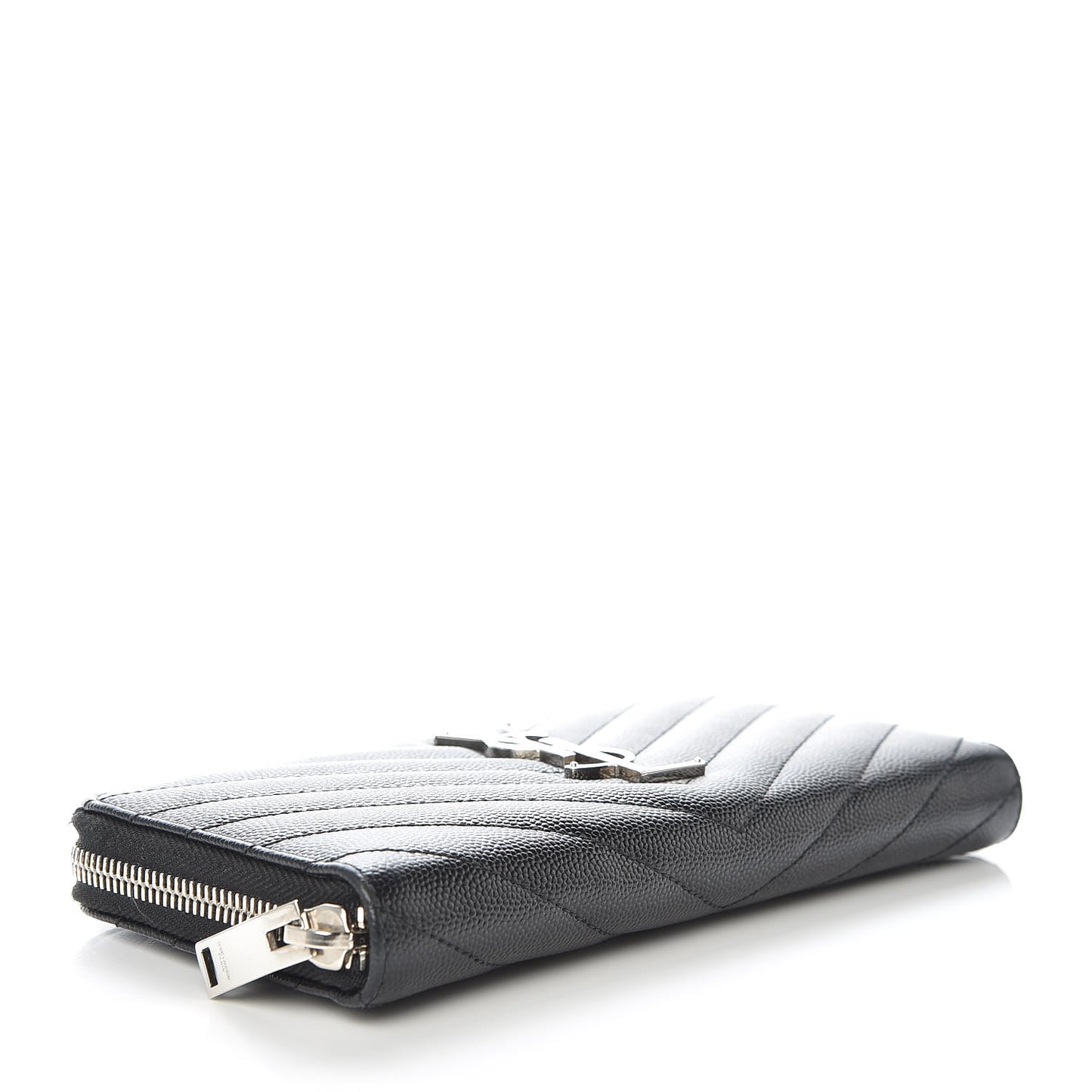 Grain De Poudre Matelasse Chevron Monogram Zip Around Wallet Black