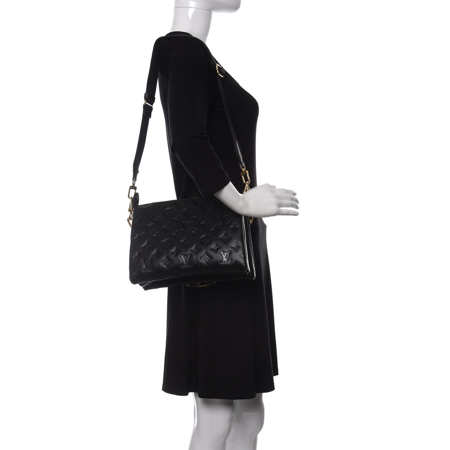 Lambskin Embossed Monogram Coussin PM Black