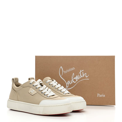 Christian Louboutin Canvas Simplerui Flat Sneakers 38.5 Beige White 8 of 8