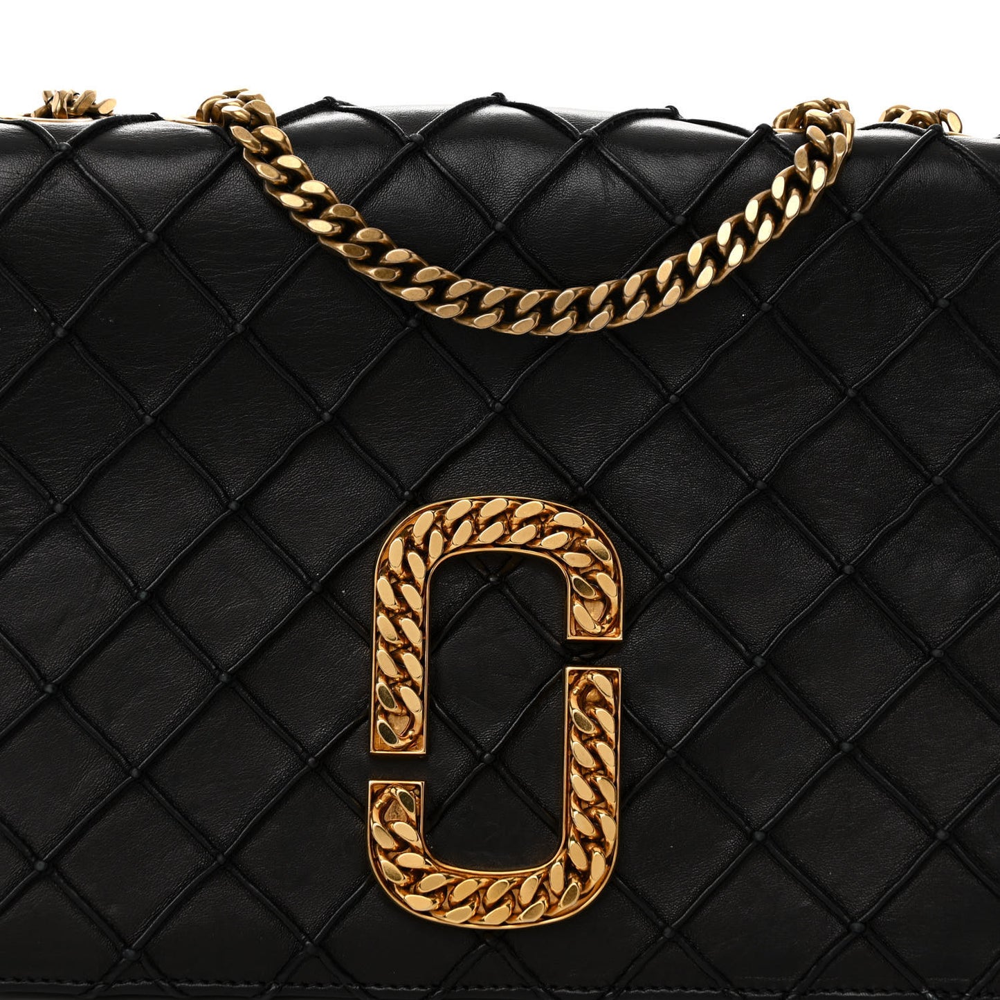 Lambskin Quilted Double Stitched The St Marc Trouble Shoulder Bag Black