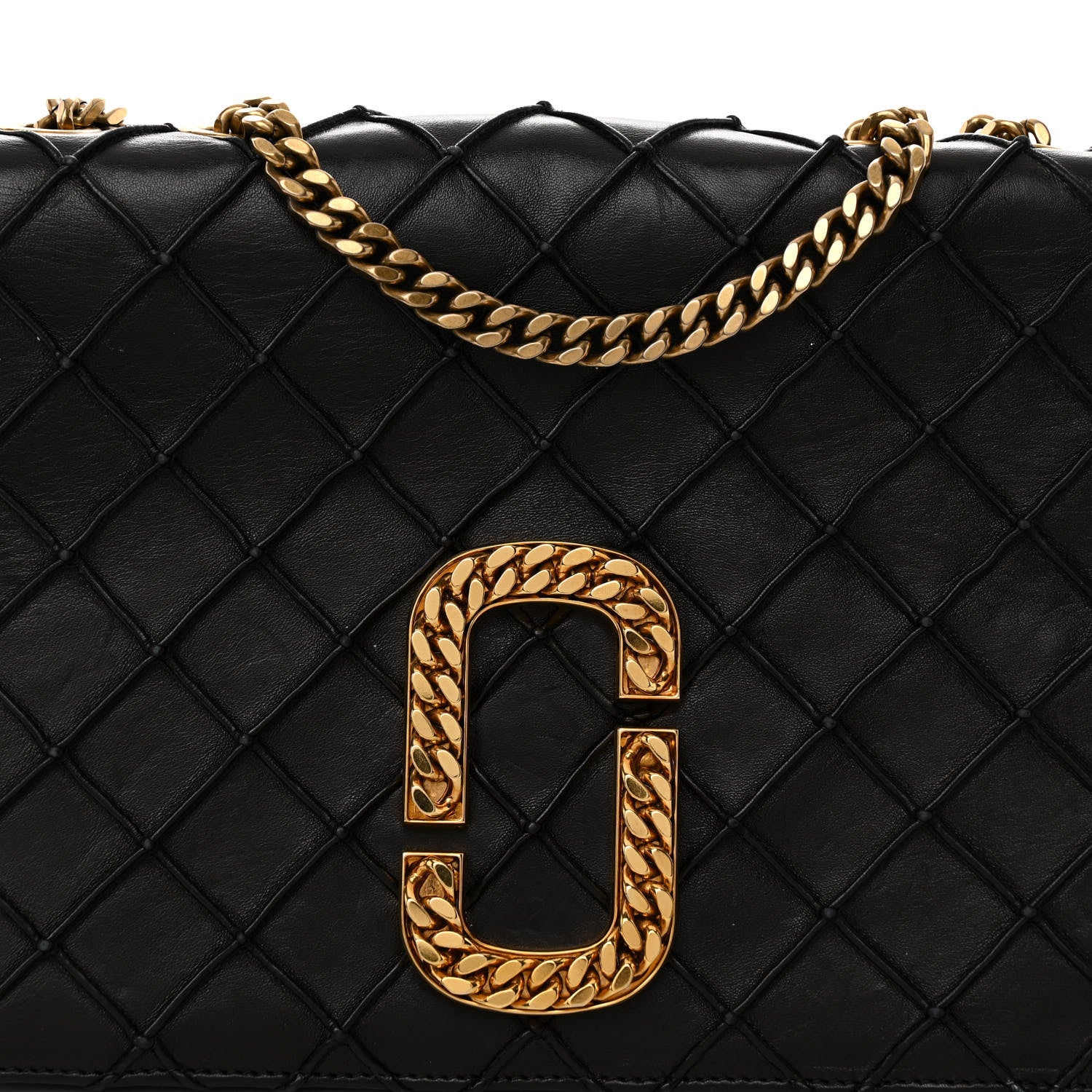 Marc Jacobs Lambskin Quilted Double Stitched The St Marc Trouble Shoulder Bag Black 7 of 10