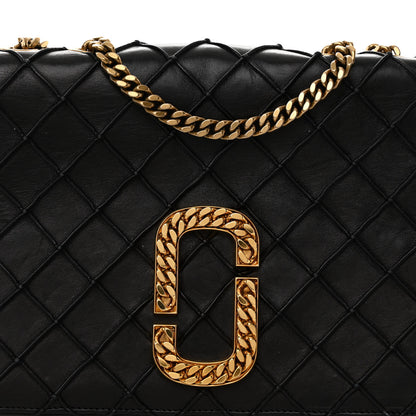 Marc Jacobs Lambskin Quilted Double Stitched The St Marc Trouble Shoulder Bag Black 7 of 10