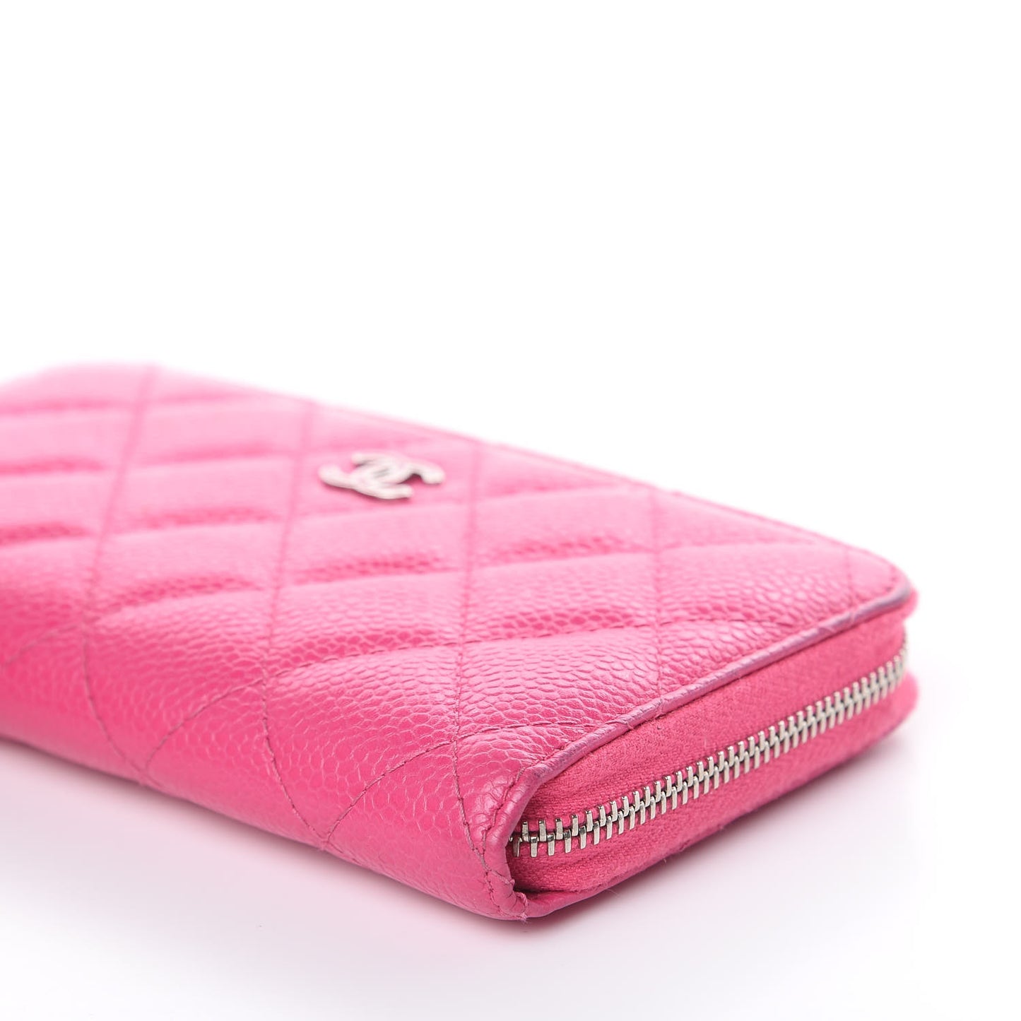 Caviar Quilted Medium Zip Around Wallet Pink