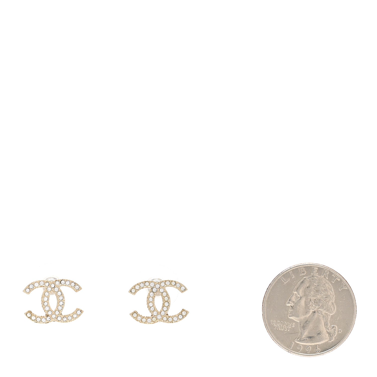 Chanel Crystal CC Earrings Gold 2 of 4