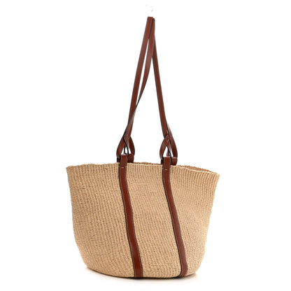 Chloe Raffia Calfskin Large Basket Tote Tan 3 of 9