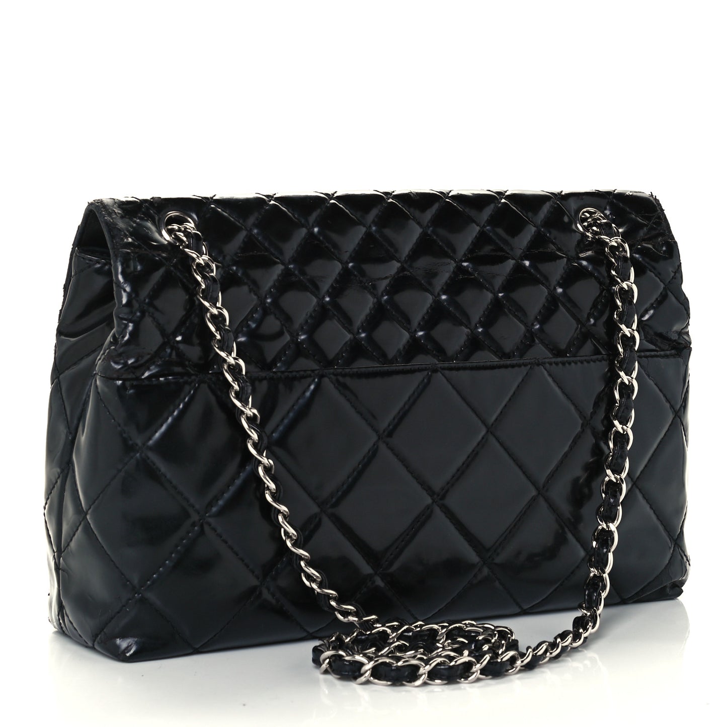Patent Quilted Jumbo Flap Black