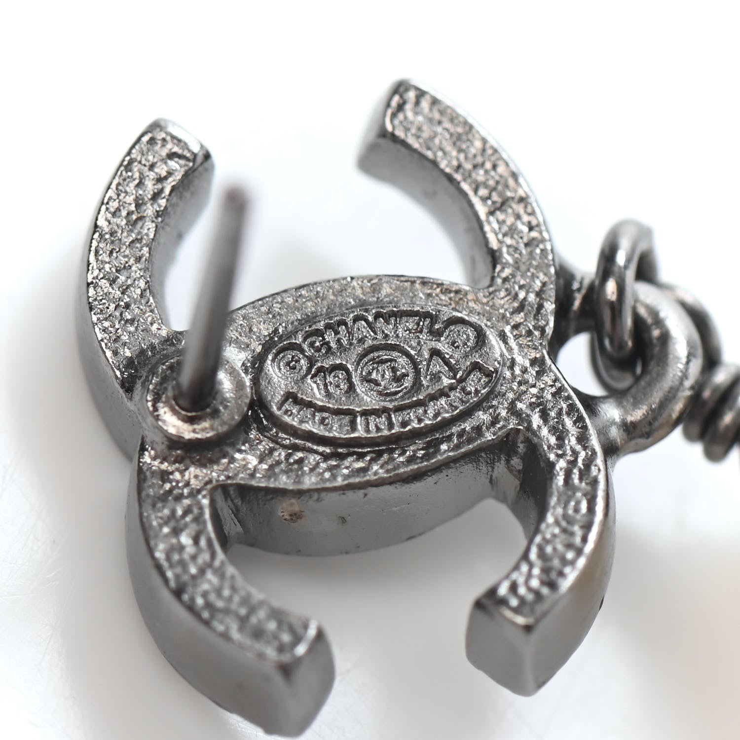 Chanel Crystal Pearl CC Drop Earrings Silver 4 of 4
