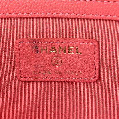 Chanel Iridescent Caviar Quilted Large Cosmetic Case Dark Pink 6 of 7