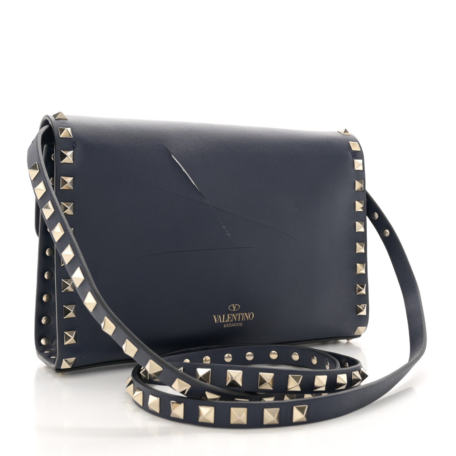Valentino Garavani Vitello Medium Rockstud Flip Lock Crossbody Bag Pure Blue 3 of 11