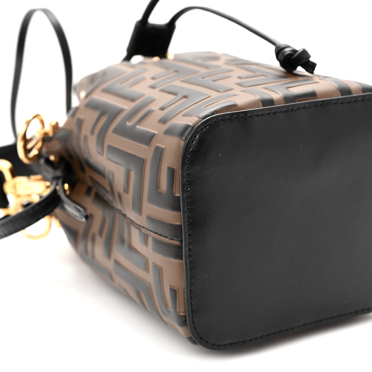 Fendi Vitello Liberty F is Fendi Bi-Color FF 1974 Embossed Mini Mon Tresor Bucket Bag Maya Black 9 of 11