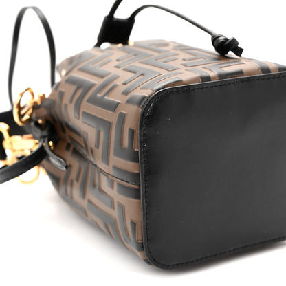 Fendi Vitello Liberty F is Fendi Bi-Color FF 1974 Embossed Mini Mon Tresor Bucket Bag Maya Black 9 of 11