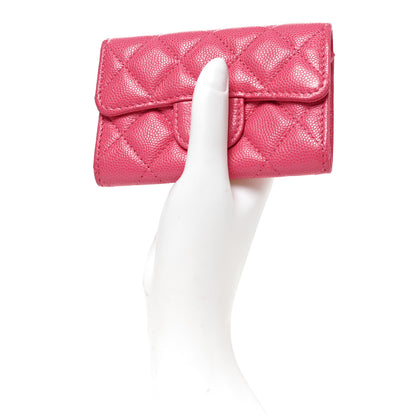 Chanel Caviar Quilted Flap Card Holder Wallet Pink 2 of 8