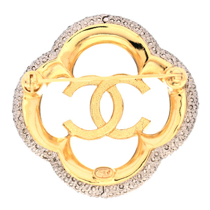 Chanel Metal Crystal Camelia CC Brooch Gold 3 of 4