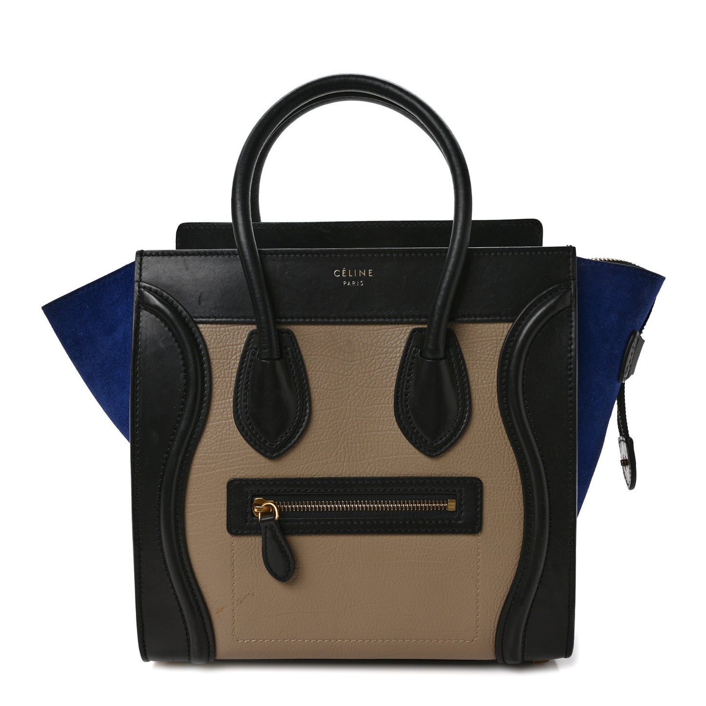 Elephant Calfskin Suede Micro Tri-Color Luggage Sand