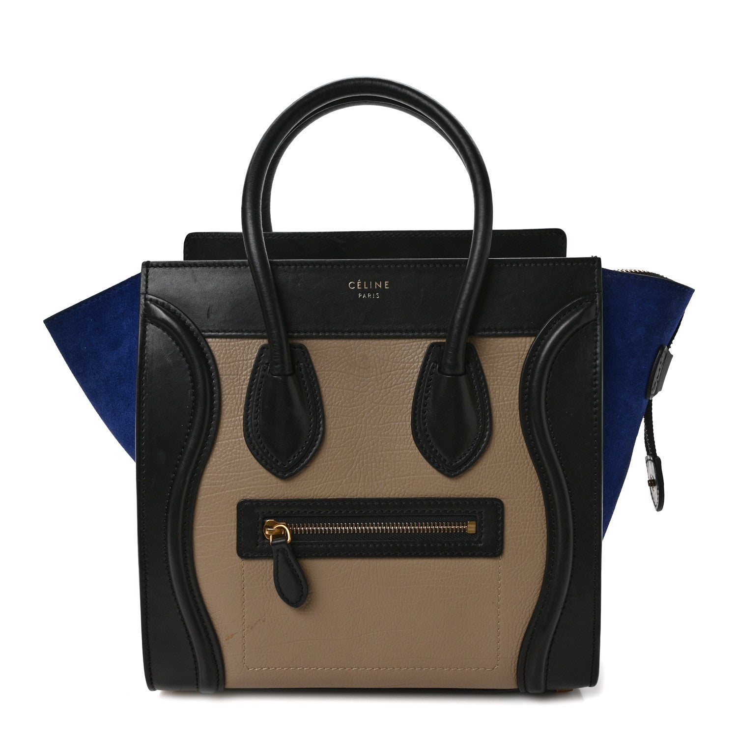 Celine Elephant Calfskin Suede Micro Tri-Color Luggage Sand 1 of 10