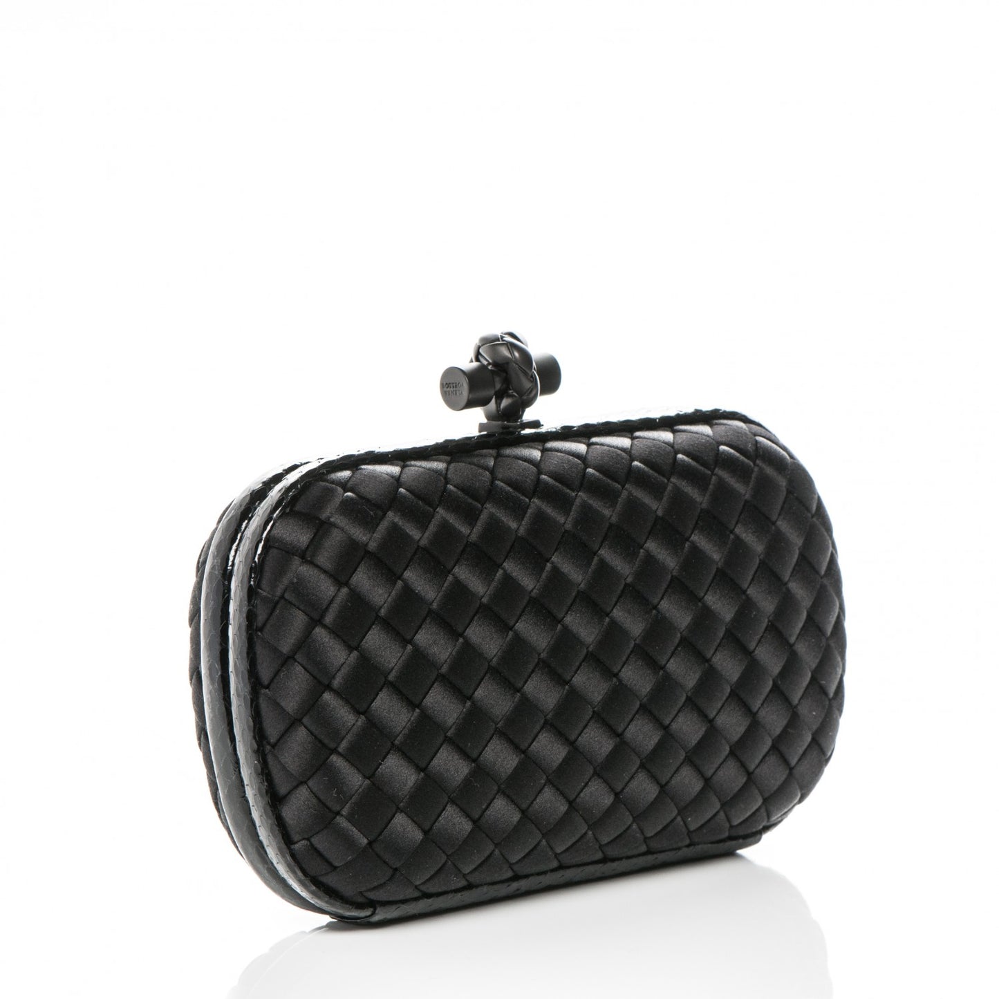 Satin Intreccio Impero Ayers Knot Clutch Black