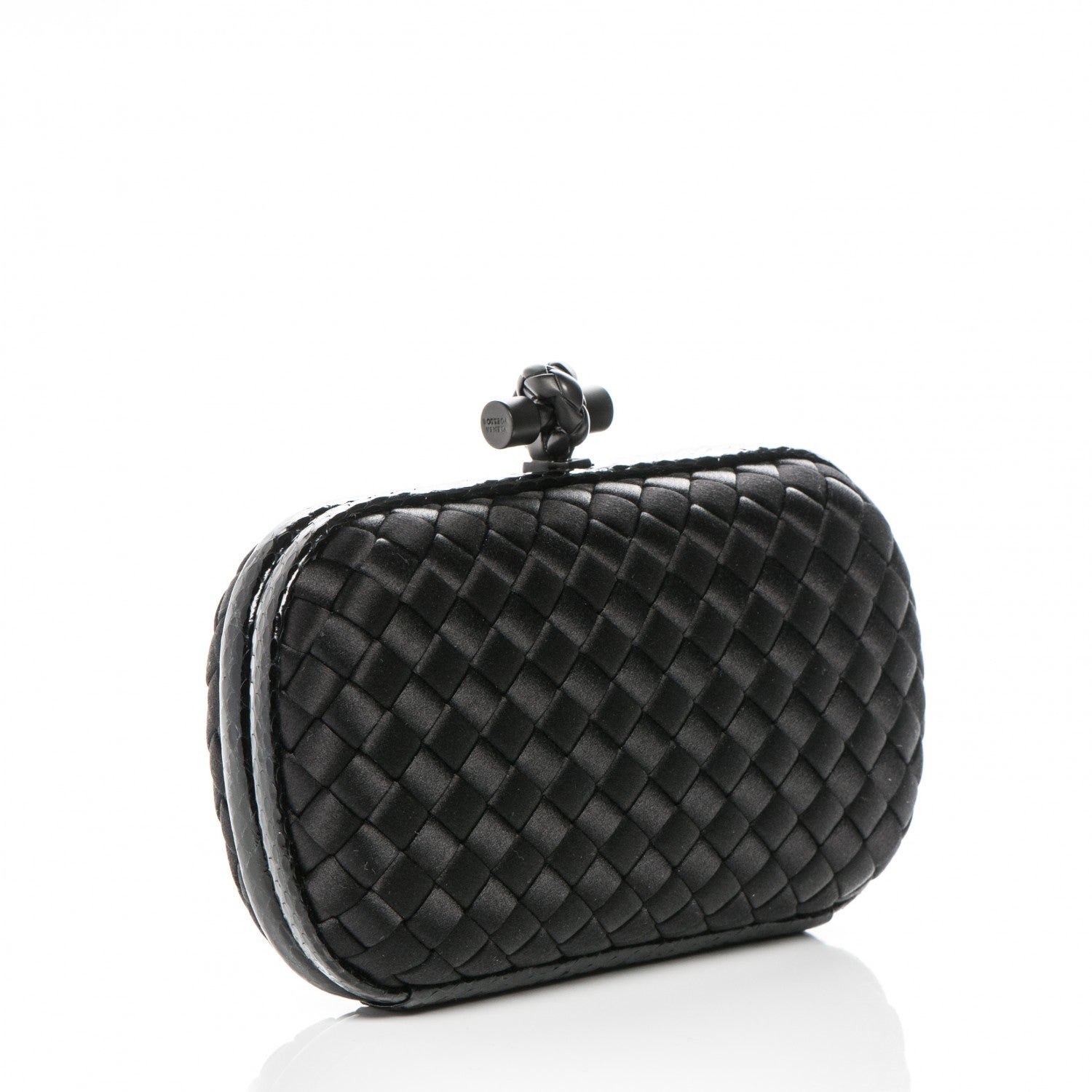 Bottega Veneta Satin Intreccio Impero Ayers Knot Clutch Black 3 of 6