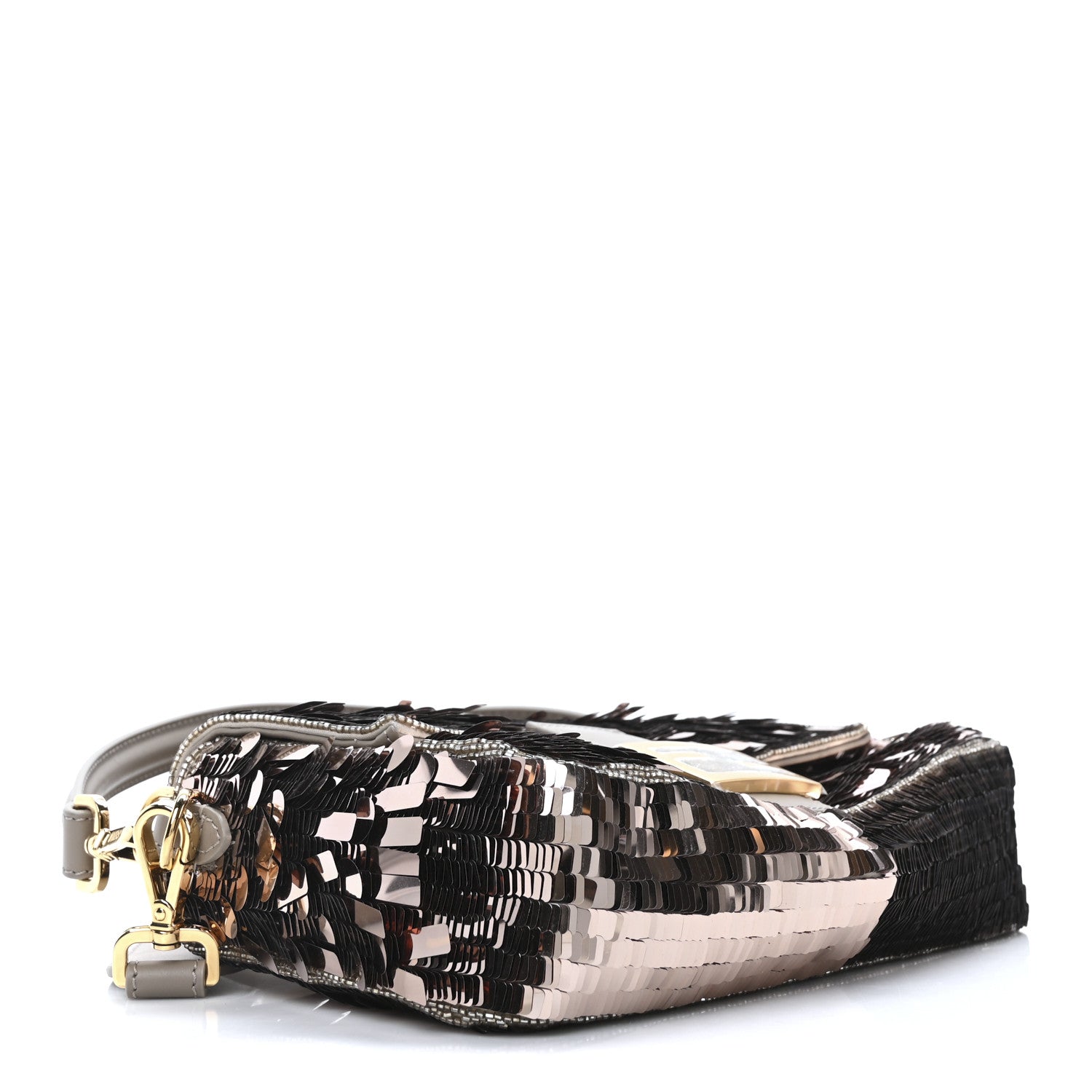 Fendi Sequin Paillettes Vitello Grace Sex and the City Baguette Tortora 4 of 10