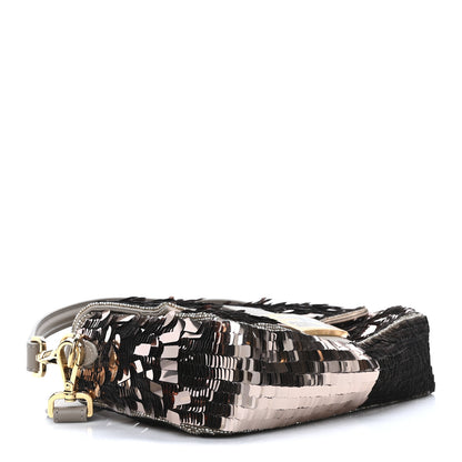 Fendi Sequin Paillettes Vitello Grace Sex and the City Baguette Tortora 4 of 10