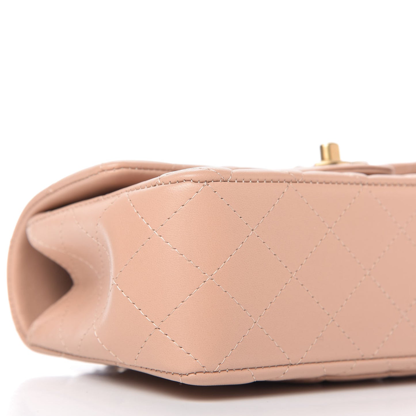 Lambskin Quilted Mini Top Handle Rectangular Flap Beige