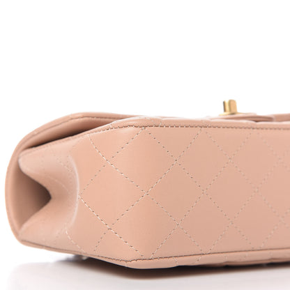 Chanel Lambskin Quilted Mini Top Handle Rectangular Flap Beige 6 of 11