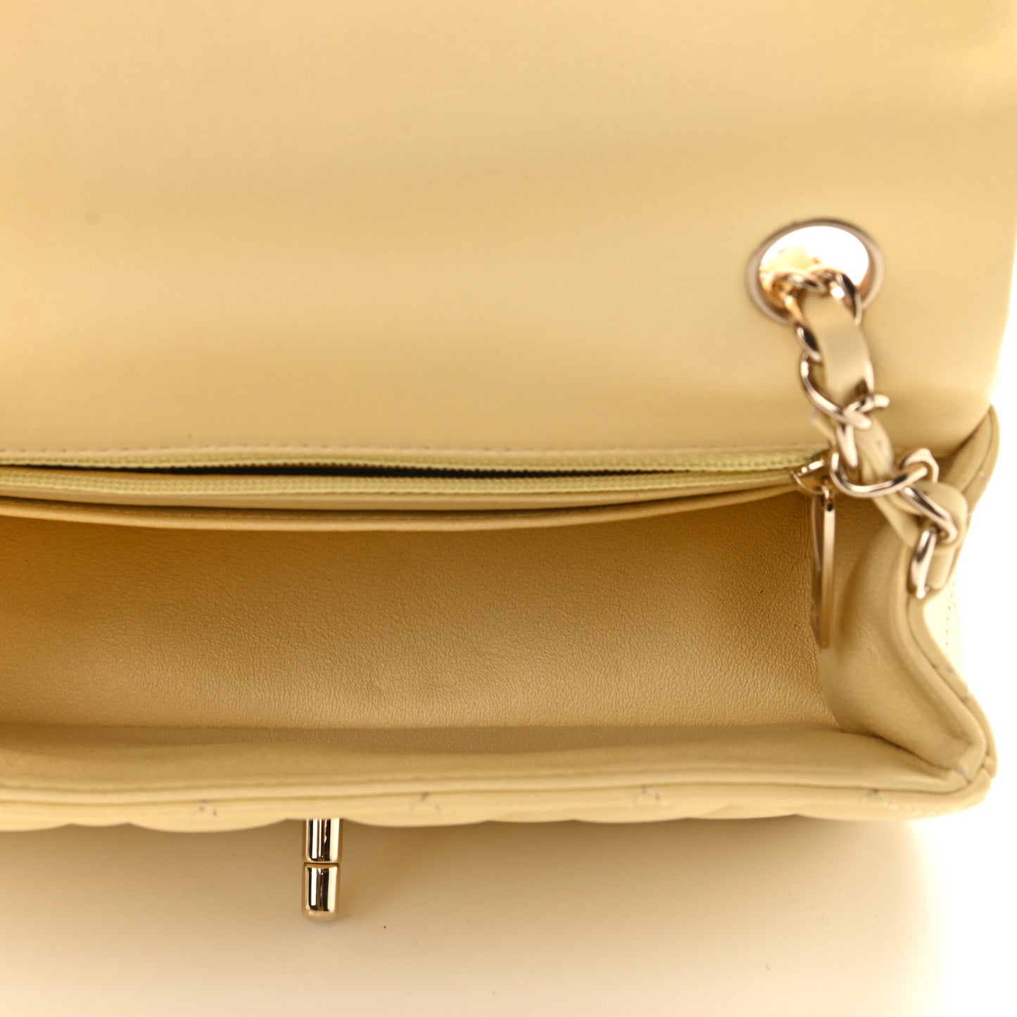 Lambskin Quilted Mini Rectangular Flap Yellow